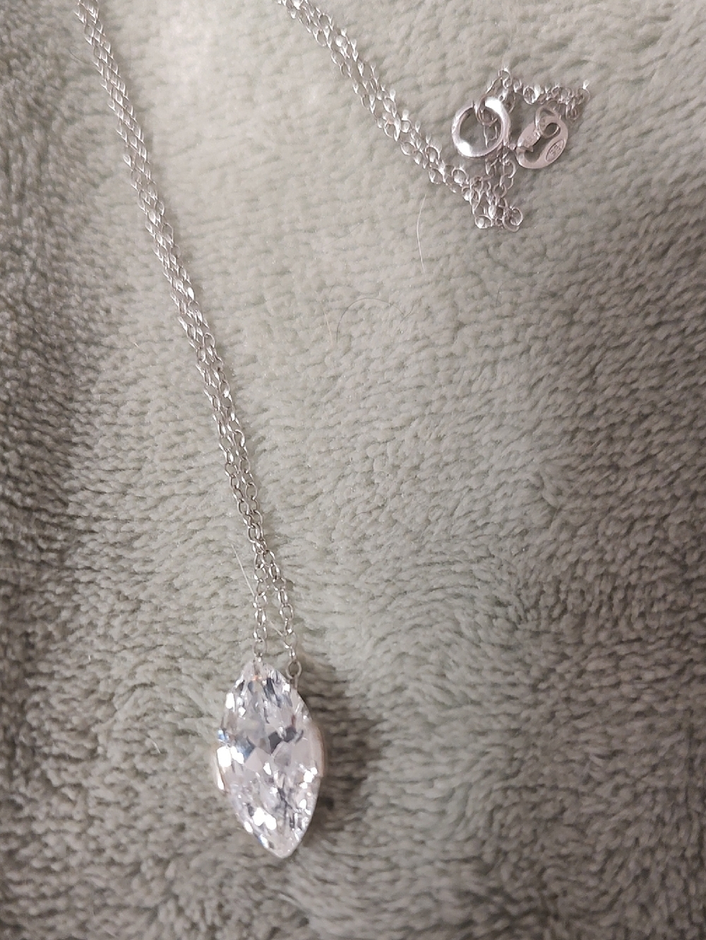 Sterling Silver CZ Marquise Pendant Necklace
